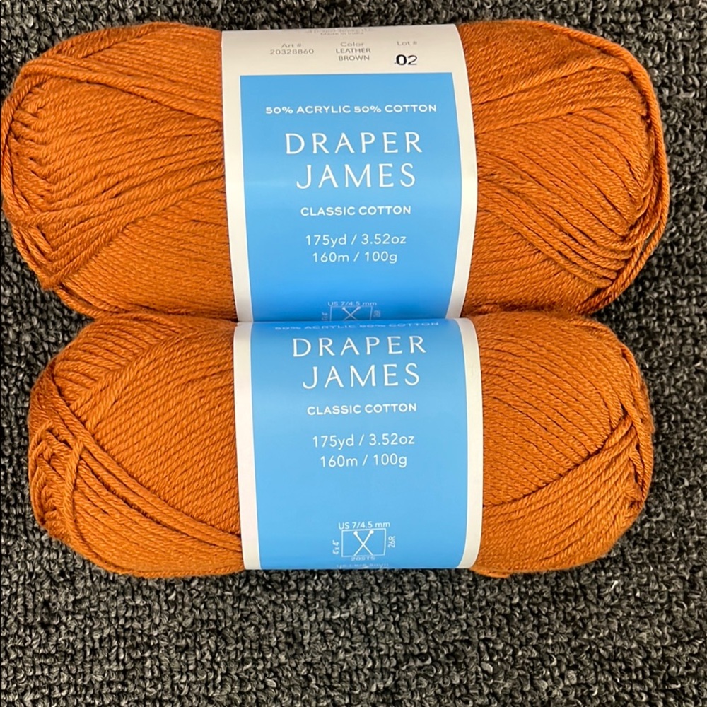 Lot of 2 Draper James classic cotton leather brown yarn